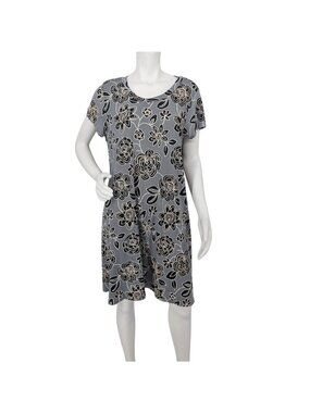 Floral Shift Dress Stretch Casual Cottage Resort Lagenlook Boho Vacation Plus 1X
